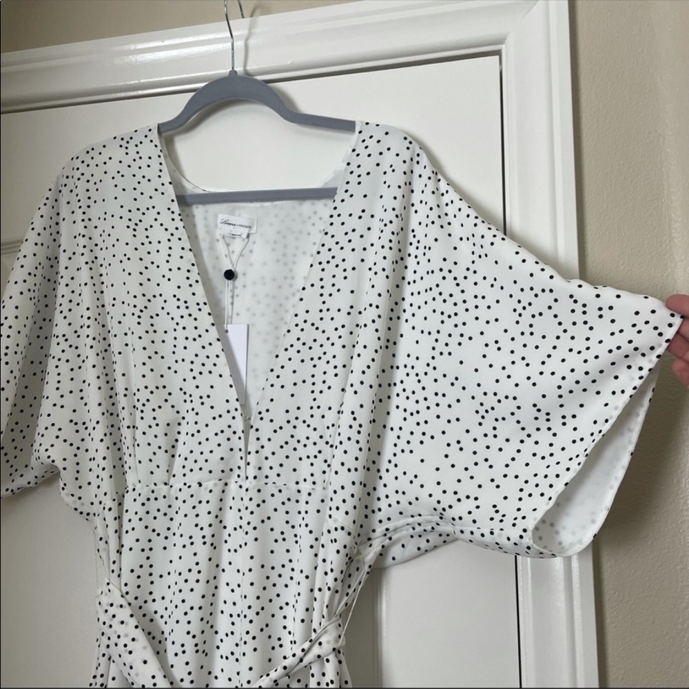 Lovers + Friends White Polka Dot V-Neck Jumpsuit - Picture 7 of 9